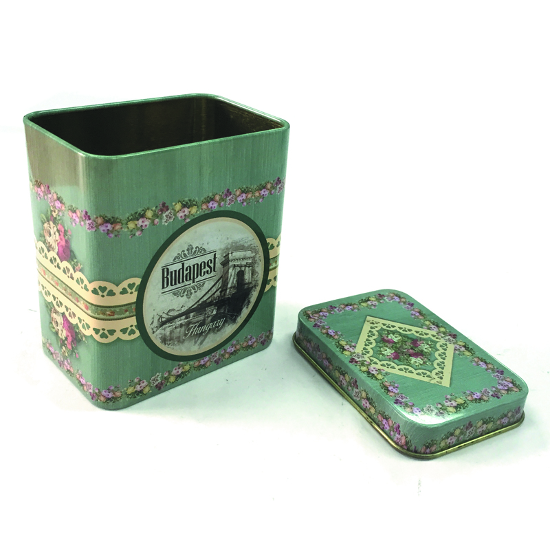 Printed rectangular candy tin case
